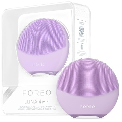 FOREO LUNA 4 mini brosse nettoyante et massante visage - Brosse premium - Améliore l'absorption des soins - Accessoires de voyage pour les soins du visage - Pour tous les types de peau - Lavender