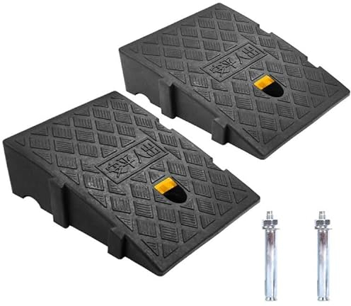 Kerb Ramps, Curb Ramp, Portable Lightweight Ramps 2PCS Threshold Ramps, for Driveway, Sidewalk, Car, Scooter, Set of 2 with 2 Expansion Bolts (10.6x9.8x2.76-2pcs)