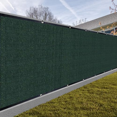 SUNNY GUARD Privacy Screen Fence 4/5/6/8 FT Heavy Duty Dustproof Denoise Fencing Mesh Fabric Shade Net Cover for Outdoor Wall Garden Yard Pool Deck,6' x 50' Dark Green(We Make Custom Size)