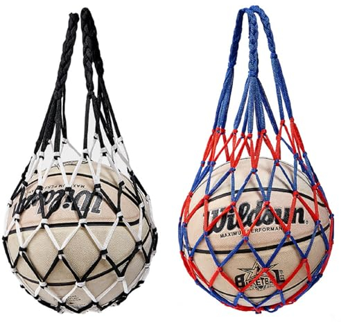 Ballnetz Net Tasche,Tragbare Ballnetz,Sports Netztasche für Bälle,Tragbare Nylon Net Tasche,Basketballnetztasche,Fußballnetztasche,Basketball-Netztasche für Basketball,Volleyball,Fußball (2 Stück)