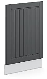 Vicco Frontblende Fame-Line, Geschirrspüler Fronttür, Weiß/Dunkelgrau, 45 cm ohne Arbeitsplatte
