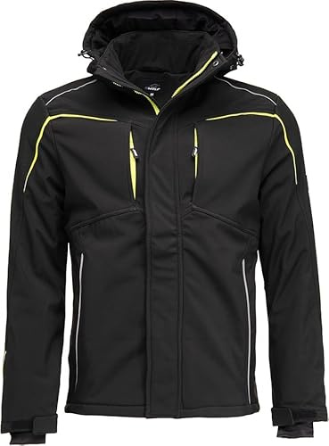 BWOLF CLIFF Giacca Softshell Foderata Giubbotto Uomo Invernale Giacca da Lavoro Uomo Cappotto Invernale da Lavoro Antivento e Impermeabile, Nero, M