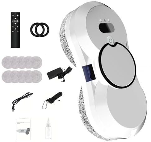 Robot Lavavetri-5600pa Aspirazione Aspirapolvere, Pulitore Per Vetri Intelligente A Doppio Uso Con Telecomando/Pulsante, Lavavetri Dal Design Sottile Con Capacità Della Batteria Di 500 Mah