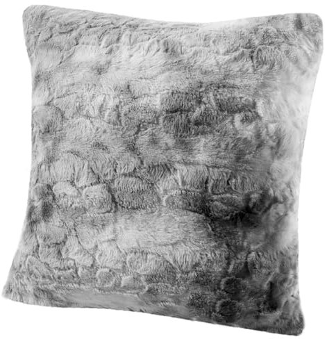 Delindo Lifestyle Kissenbezug Kingston, flauschig weiche Kunstfell Kissenhülle, grau, 50x50 cm