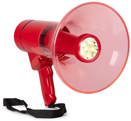 VONYX MEG050L Mégaphone avec Lampe Torche 50W, Idéal pour Manifestations et Matchs Sportifs - Jusqu’à 1 km, Bluetooth & Lecteur MP3, Poignée avec Dragonne, Imperméable