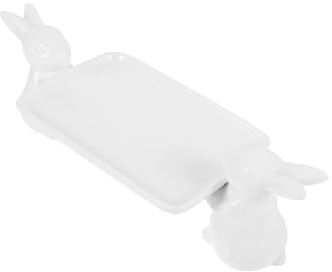 VOSAREA Plateau À Dessert en Céramique Plateau À Collation Assiette À Lapin Assiette Décorative Assiette De Service en Céramique pour Desserts