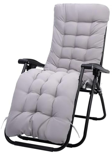 AevQuas Liegenauflage, Schaukelstuhlkissen mit 6 Bändern und Fester Oberseite, rutschfest, für den Außenbereich, Strand, Veranda, Schaukel, Terrasse (kein Stuhl) (Grau)