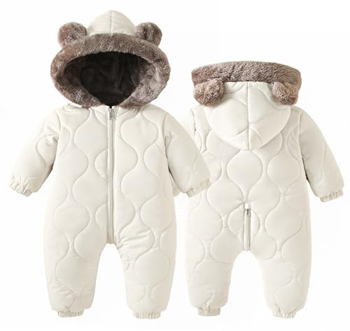 Happy Cherry Combinaison de Neige Bébé Garçon Fille Barboteuse en Peluche à Capuche Chaud Bébé Nouveau-né 100