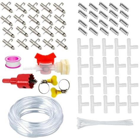 Kit d'arrosage efficace pour - Pour lapins et volailles - Comprend un tuyau - Système d'alimentation en eau automatique - Kits d'abreuvoir les