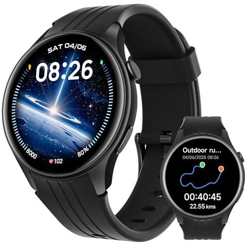 Parsonver Reloj Inteligente con GPS Integrado, Reloj de Fitness con Respuesta/Hacer Llamadas, Más de 100 Modos Deportivos, Frecuencia Cardíaca, Monitoreo del Sueño (Negro, 43 mm)