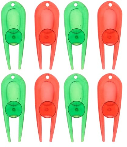 TOYANDONA Forchetta da Golf Verde in Plastica 8 Pezzi Marcatore Palline Strumento per Riparazione Zolle e Segni Green Accessori Portatili per Manutenzione Campo da Golf e Putting Green