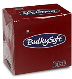 Bulky Soft BS-32620 - Tovaglioli piegati a 1/4, 2 veli, 24 x 24 cm, confezione da 100 pezzi, colore: Bordeaux