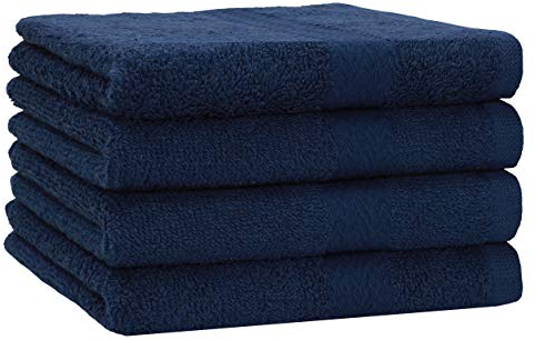 Betz 4 Stück Strandtücher Duschtücher Set Größe 70x140 cm Duschhandtuch Badetuch Strandtuch Handtuch Premium 100% Baumwolle Farbe dunkelblau