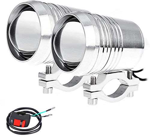 2 Pack faro de la motocicleta 6500K color blanco U2 punto de la motocicleta luz para Moto ATV camión, barco de la bicicleta del coche con el interruptor de apagado / encendido color negro / blanco