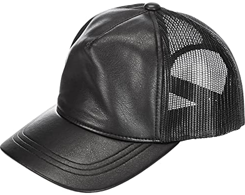Flexfit Uni 6606LT-Synthetic Leather Trucker Kappe, Black/Black, one Size