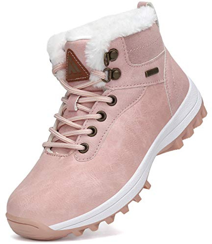 Stivali da Neve Ragazzi Ragazze Fodera Calda Scarpe Stivaletti Invernali con Imbottitura Calda Unisex Bambini Rosa Gr.33