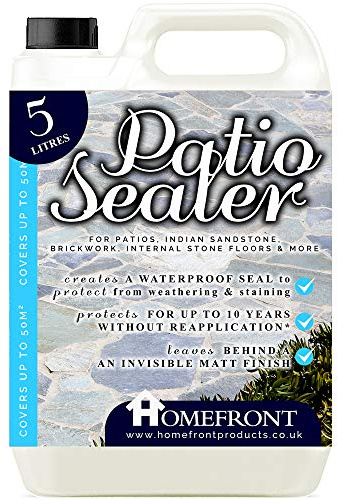Homefront Patio Sealer - Patio Sealant for Indian Sandstone, Concrete, Paths, Patios, Slate, Brick & More - Protects Surfaces Against Stains & Weathering & Lasts up to 10 Years (5 Litres)