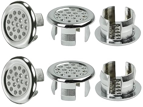 Anillo de Rebose del Fregadero,6 PCS Anillo Hueco Orificio Tapa Redonda Cubierta de Desbordamiento Tapa de drenaje Hogar Estándar Insertar en el orificio Tapas para Baño Lavabo de la cocina Lavabo