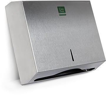 Floordirekt Papierspender aus Edelstahl für 250 bis 400 Papierhandtücher - abschließbar mit 2 Schlüsseln - Handtuchspender inklusive Montagematerial - Falttuchspender Papiertuchspender C/V-Falz