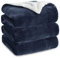 Bedsure Sherpa Fleece Throw Blanket King Size - Thick and Warm, Fluffy Microfiber Solid & Soft Blankets for Bed and Couch, Navy, 230x270cm