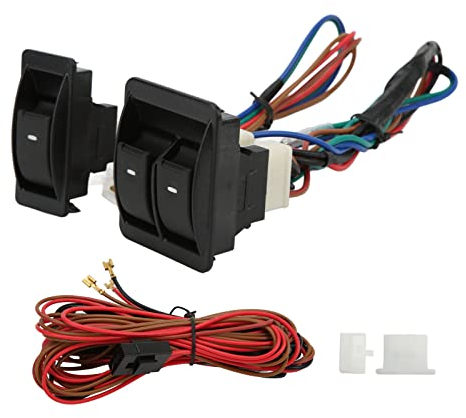 Interruttore Alzacristalli Elettrico Universale per Auto, 5 Pezzi di Kit Regolatore Interruttore Alzacristalli Elettrico Universale Kit Regolatore Auto con Cablaggio a 2 Porte