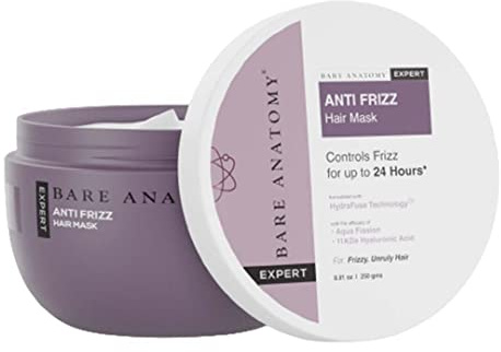 Bare Anatomy Anti Frizz Hair Mask | Frizz Control Upto 24 hours | Powered By Hyaluronic Acid & Fatty Acids | For Deep Conditioned & Frizz Free Hair | Sulphate & Paraben Free | Women & Men | 250g