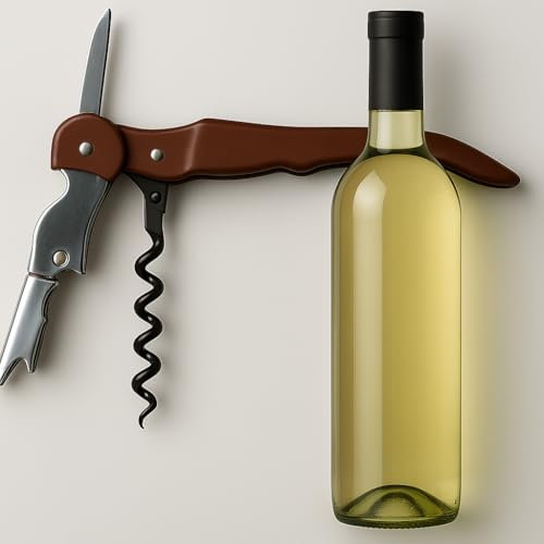 Cavatappi Sommelier in Acciaio Inox, con Tagliacartine Tirabusciò Vino Birra Cameriere Cucina Bar Ristorante (Terra di Siena, 1)