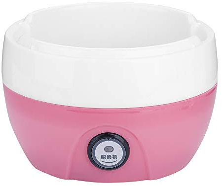 Akozon Elektrischer Joghurtbereiter, automatisch, Innenbehälter aus Edelstahl, für Joghurtbereiter, Hausgebrauch, 1 l (Rosa) mit Behälter 220 V, 1 l