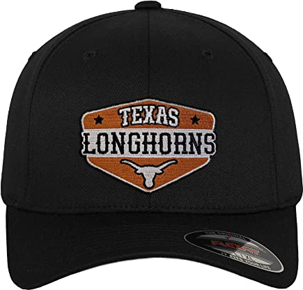 University of Texas Offizielles Lizenzprodukt Texas Longhorns Patch Flexfit Baseball Cap (Schwarz), Large/X-Large