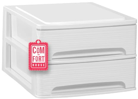 COM-FORT HOUSE- Cajonera Organizadora de Escritorio 2 Cajones, Mini Cajonera para Papeles y Material de Oficina, Organizador de Documentos 355 x 265 x 180 mm