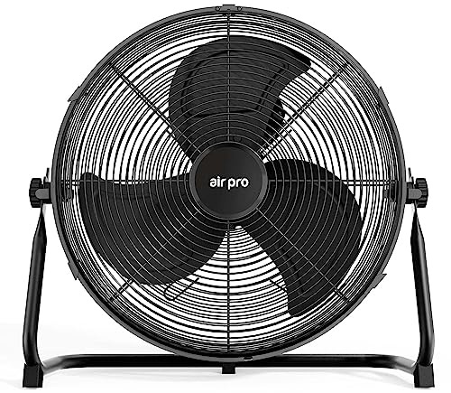 Air Pro 16 Floor Fan - Powerful Air Cooling & Circulating Fan with 3 Speed Setting & Adjustable Tilt - Indoor Home, Office, Gym Fan Quiet Portable Electric Fan with Metal Blade & Body 1.6m Long Cable