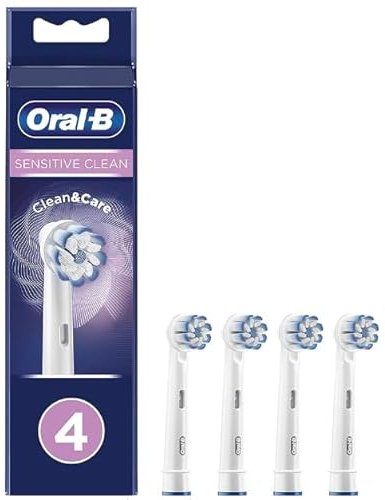 Oral-B Sensitive Clean Testine Spazzolino Elettrico, Confezione da 4 Testine di Ricambio, Pulisce Aree Sensibili e Infiammate, Rimuove Fino al 100% di Placca in Più