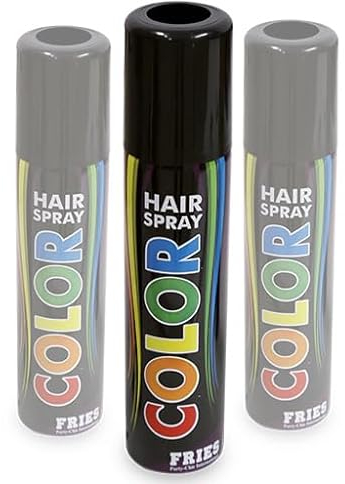 3x Haarspray schwarz -Spar-Set: 3 Dosen zu je 100ml. Colorspray für Karneval, Fasching, Halloween und Party