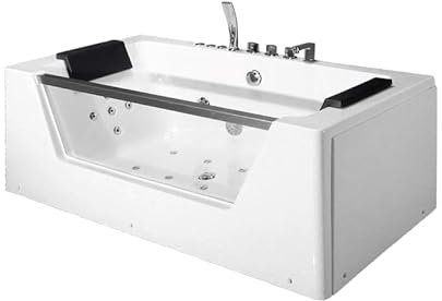 Vidalux WB35 Deluxe Whirlpool & Airspa Bath, White - Waterfall Tap, Underwater LED Lights - Full Control Over the Bluetooth, Wireless Speaker - Fully European CE Approved and 3 Years Warranty