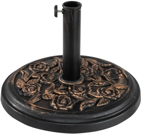 Green Haven Parasol Base 9kg – Heavy Duty Parasol Base Stand for Garden Umbrella, Canopy, Patio & Outdoor Furniture – Rust Proof, Weather Resistant, Cast Iron Effect, Adjustable Umbrella Stand