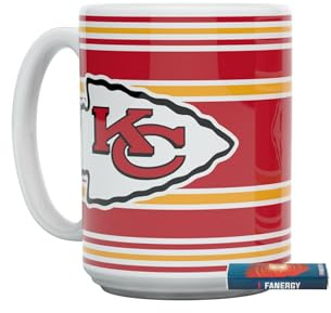 Kansas City Chiefs Tasse aus robustem Keramik NFL Fanartikel + Fanergy Traubenzucker (Established, 450ml)