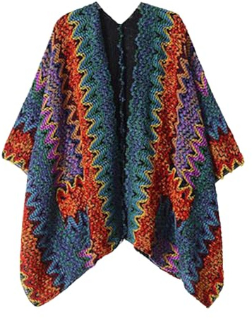 Generico Sciarpone Donna Inverno Poncho per donna Scialle Avvolgente Abiti autunnali Aperto davanti Boho Cardigan Oversize Plaid Maglione Scialle 𝐂ashmere Donna (Hot Pink, One Size)