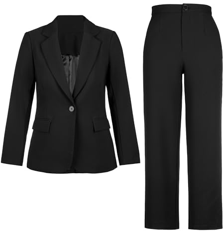 Allegra K Completo Pantaloni Blazer da Lavoro da Donna, Completo da Due Pezzi Professionale da Ufficio con Un Bottone Nero M