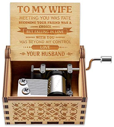 Yesnote Carillon musicale regalo per moglie, romantico, compleanno, San Valentino, anniversario, per fidanzata, donna, moglie, regalo da parte di marito, fidanzato, carillon in legno con manovella
