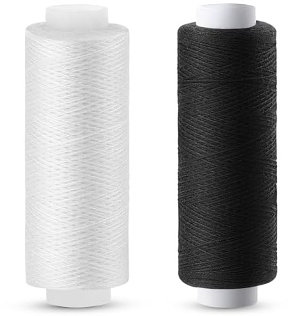 Easusy Sewing Thread, Black and White 2 Pcs 200 Yards Polyester Sewing Machine Threads for Sewing Machine, Hand Stitching, Embroidery