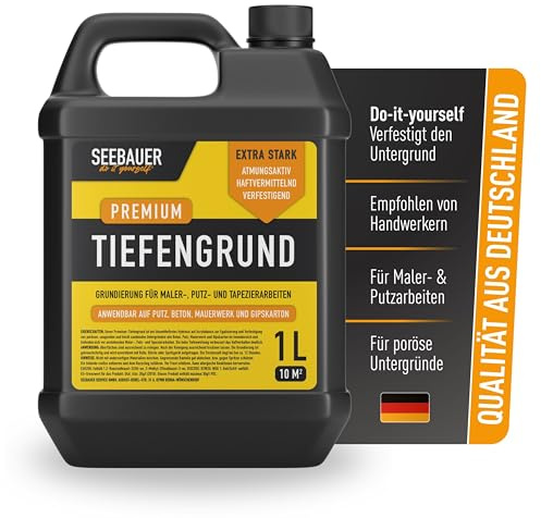 SEEBAUER diy Tiefengrund 1L für den Innen- & Außenbereich - Verfestigende Grundierung für saugende Untergründe - Lösemittelfreier Acryl-Haftgrund