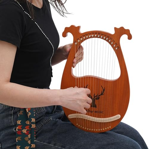 ​Lyra Harfe 16 Saiten Massivholz Mahagoni Tragbar 2.93lbs Komplettset mit Stimmgerät Plektren für Anfänger Profis Konzert Übung Zimmerdekoration