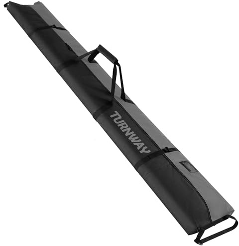 TurnWay Ski Bag | Transport Skis Up to 215 cm, Poles & Extras | Waterproof - for Men, Women and Youth (BlackGray)