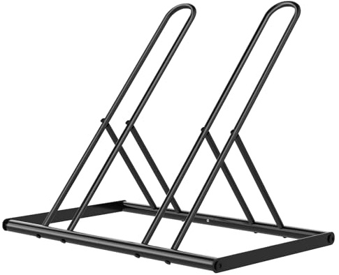 Tuenort 2 Bike Rack, Parking Bike Stand, Outdoor For Mountain Floor Bike Rack, Heavy Duty For Bicycle Garage, Space-Saving Bicycle Holder For Home, Yard, Office, Black
