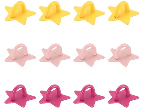 sourcing map 12Pcs Phone Ring Holder (1 Inch) - Adhesive Star Shaped Phone Finger Grip Hook Smartphones Keychain Ring Charm Loop for DIY Tablet Case Accessories, Rose Red/Yellow/Pink