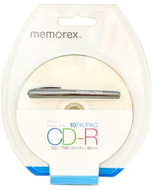 Memorex 52X Write-Once CD-r 80 with White Ink Jet Printable Surface