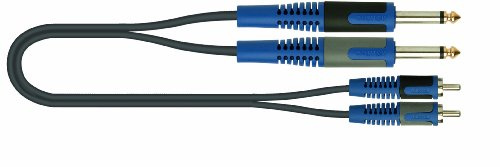 Roksolid ljudkabel med 2 x 6,3 mm monoklinkkontakt på 2 st. telefonkontakt, 5 m