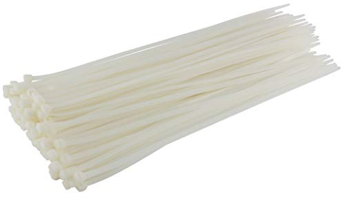 Gocableties White Cable Ties Heavy Duty, 450mm x 9.0mm, Pack of 100, Long Nylon Zip Ties Clear/Natural, Plastic Tie Wraps, Secure Self-Locking Mechanism, for Home, Garden, Office and DIY