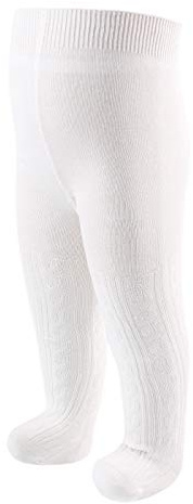 Chaussettes en coton pour bébé fille - Collants en tricot torsadé - Blanc - 12-24 mois