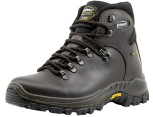 Grisport Damen und Herren Outdoorstiefel,Trekkingstiefel,Wanderstiefel,Echtleder,atmungsaktiv,wasserabweisend,Dunkelbraun, EU 45